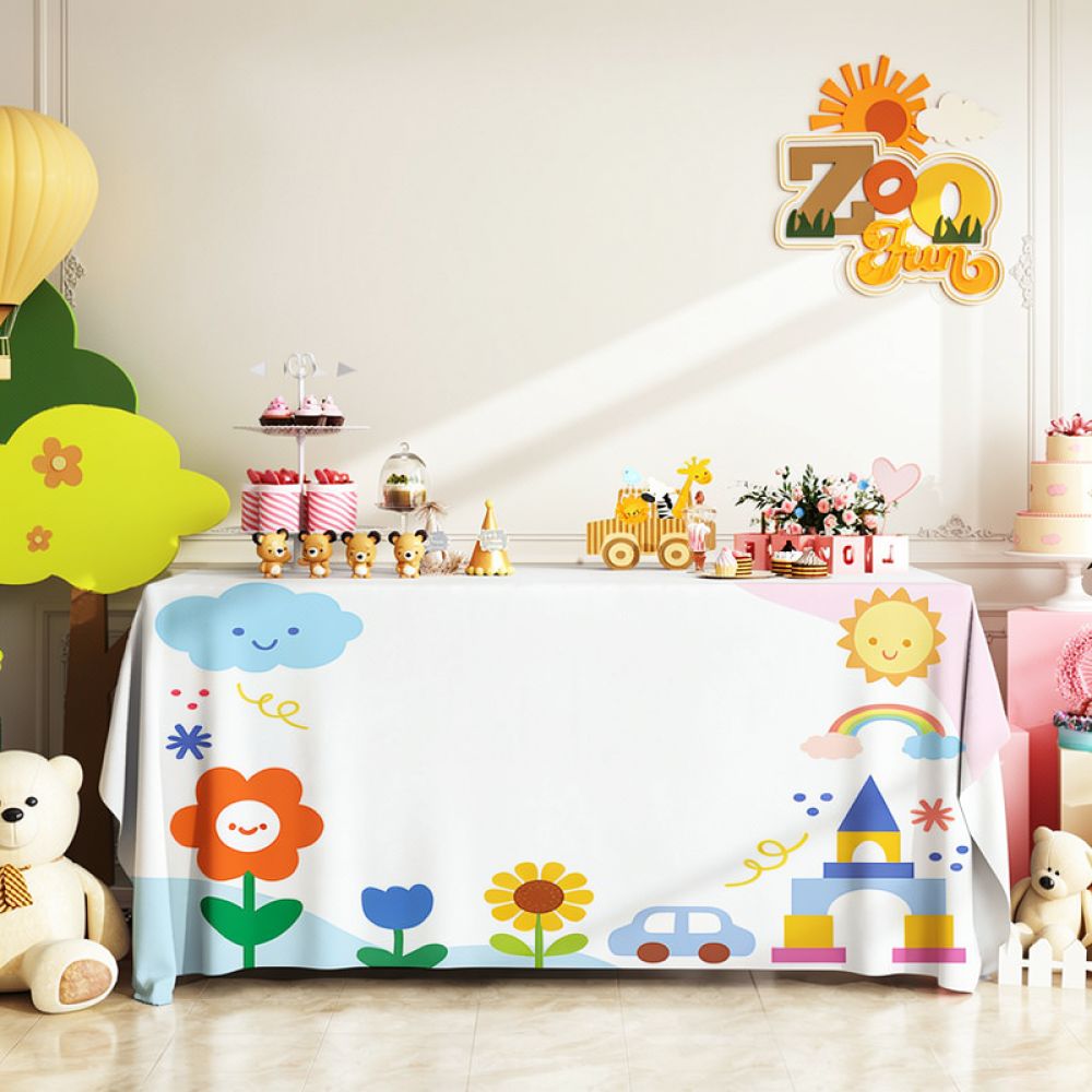 Dessert Table Backdrop - Birthday Party Tablecloth Waterproof Fabric Table