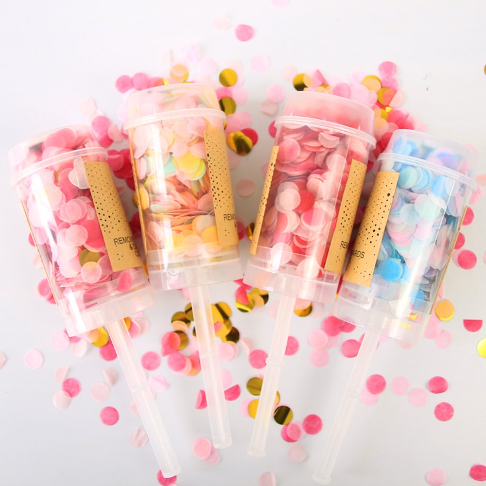 Confetti Cannon Tube - Colorful Round Bridal Shower Birthday Anniversary