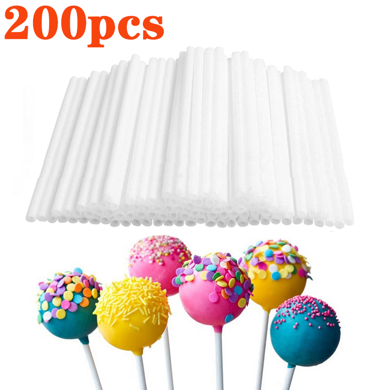 Cotton Candy Cone - 200pcs Plastic Lollipop Stick Safe White