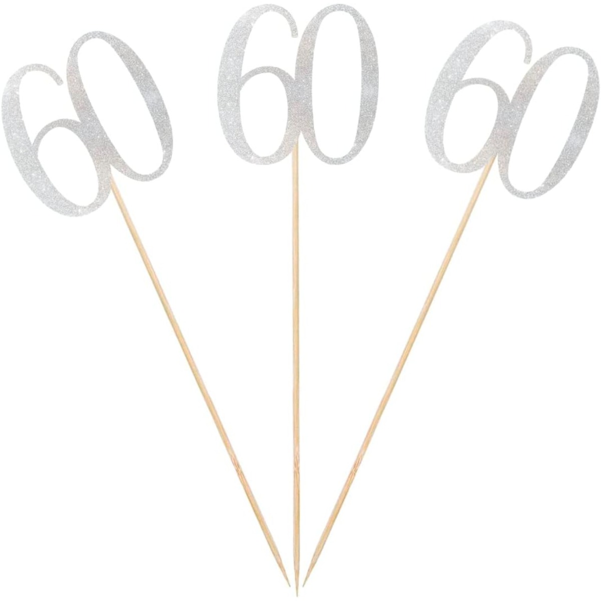 Set of 12 Silver Glitter Stick - огляд і ціна Centerpiece Stick