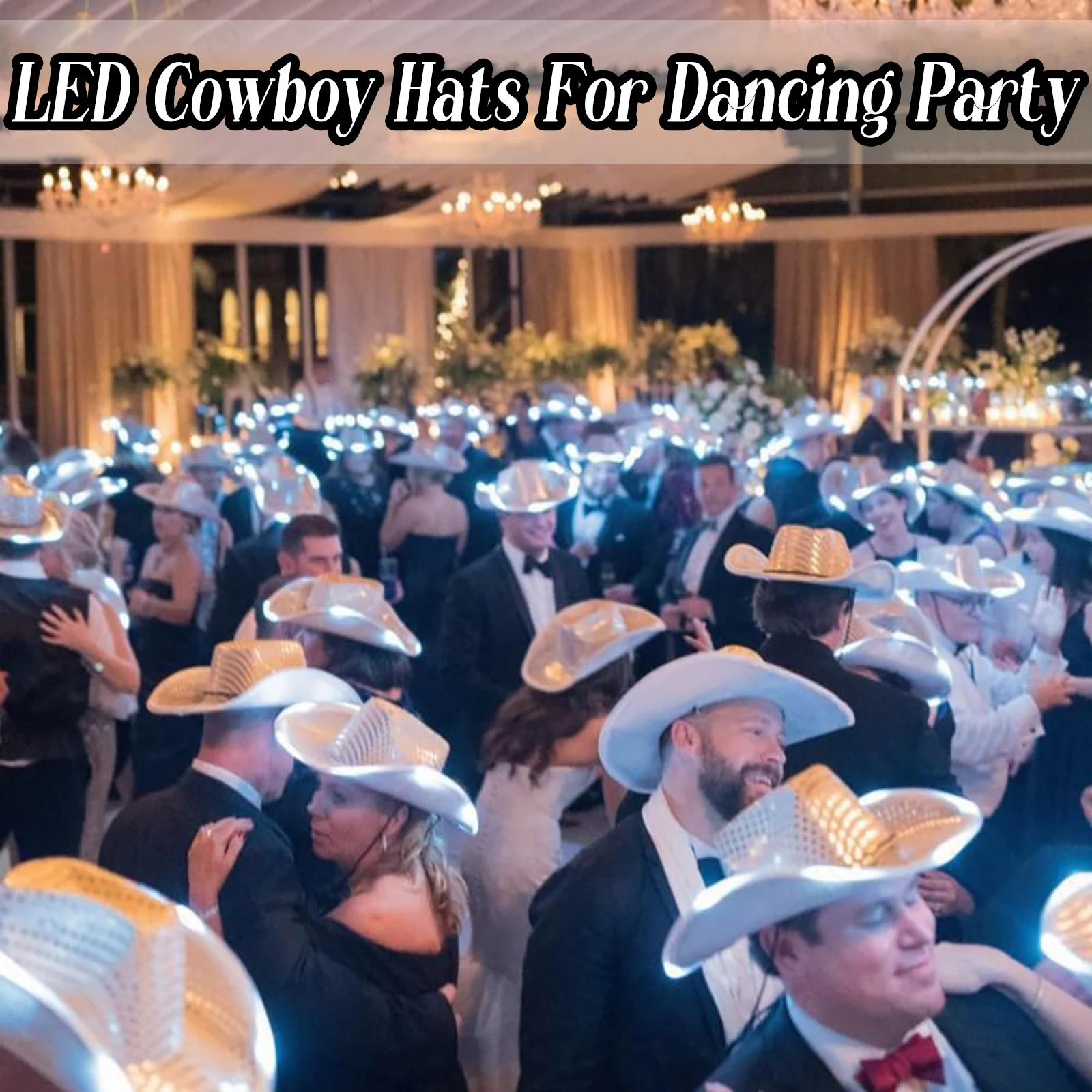 4/6/8/10/12/16Pcs LED Cowboy H - огляд і ціна Party Hat Cone
