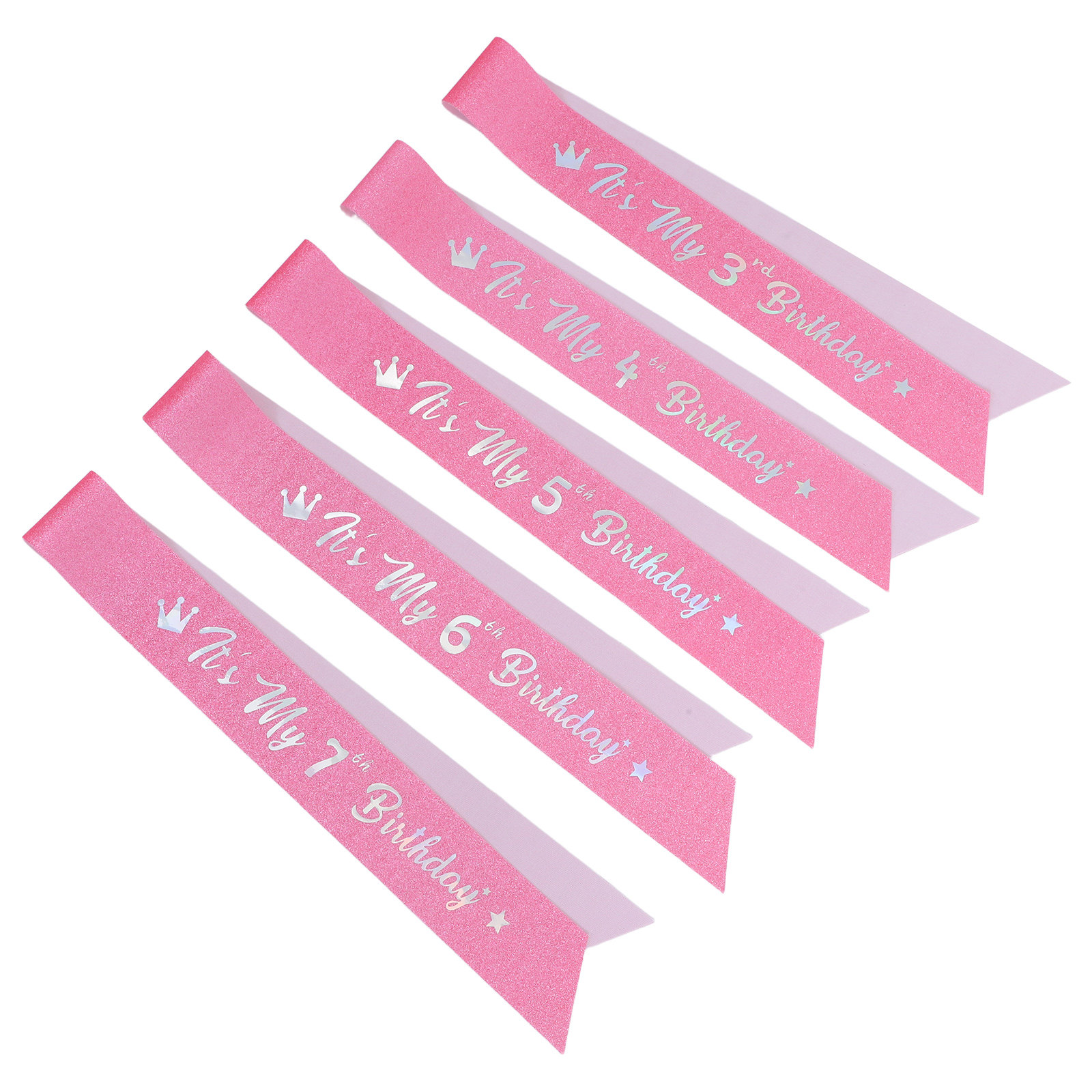 5Pcs Pink Glitter Happy Birthd - огляд і ціна Birthday Sash Glitter